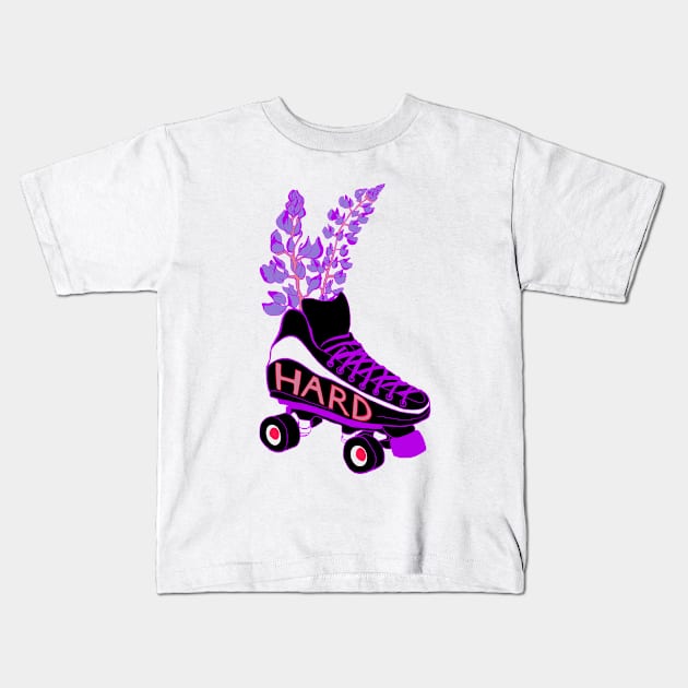 Roller Skate Hard Logo Kids T-Shirt by High Altitude Roller Derby 